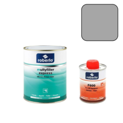 Pack Apprêt acrylique HS 4L en 4:1 très garnissant + Durcisseur 1L – ROBERLO Multyfiller Express – Gris foncé