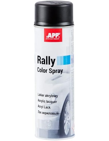 Bombe de peinture noir mat et vernis acrylique en Noir Mat de 600 ml - APP Rally Color Spray