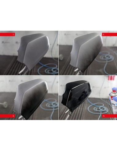 application aérosol peinture noire brillant exemple résultat avant après