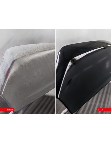 application aérosol peinture noire brillant exemple résultat avant après