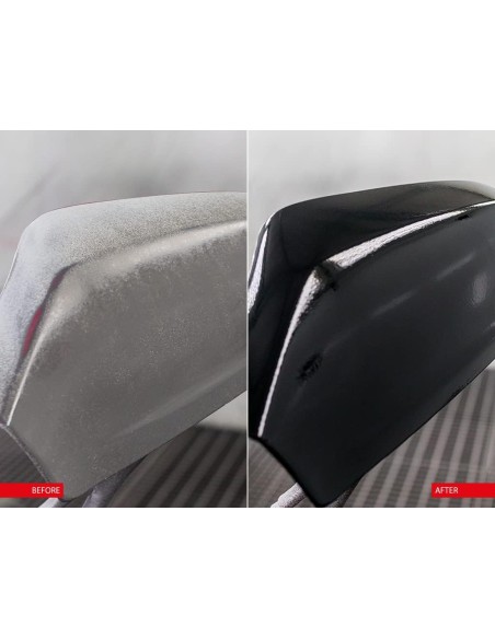 application aérosol peinture noire brillant exemple résultat avant après