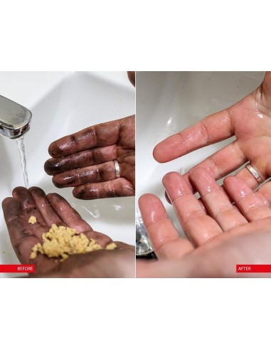 mains sales - mains propres - avant/après utilisation de pâte nettoyante
