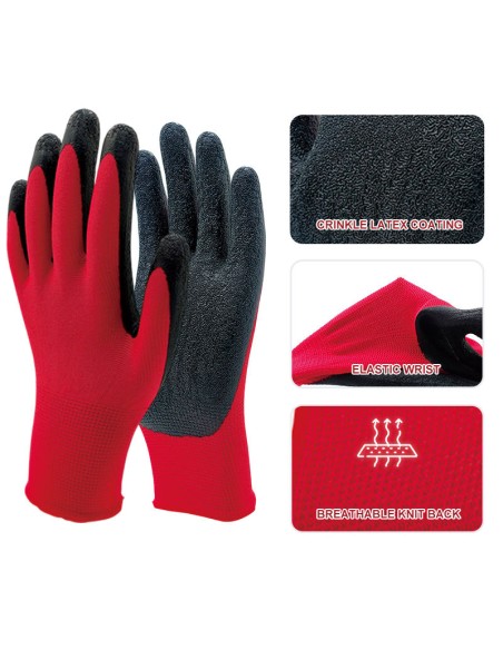 🧤 Gants de travail antidérapants en nylon et latex – 1 paire